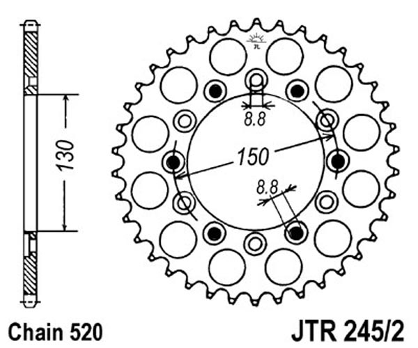 Звезда задняя DCR 245/2.44 - Звезды SIAM - цепи и звезды - Мотозапчасти - Интернет-магазин мотоэкипировки и мотозапчастей MотоГанза