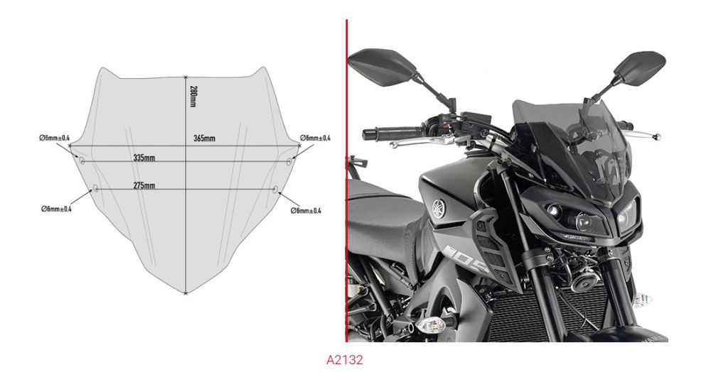 GIVI Стекло ветровое Yamaha MT-09 (17-18) - Лобовые стекла GIVI  - лобовые стекла - Аксессуары - Интернет-магазин мотоэкипировки и мотозапчастей MотоГанза