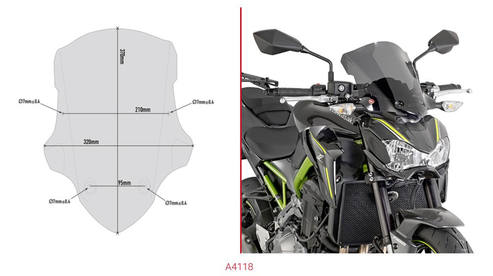GIVI Стекло ветровое Kawasaki Z 900 (17-18) - Лобовые стекла GIVI  - лобовые стекла - Аксессуары - Интернет-магазин мотоэкипировки и мотозапчастей MотоГанза