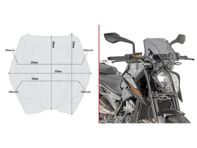 GIVI Ветровое стекло KTM Duke 790 (18-20) - Лобовые стекла GIVI  - лобовые стекла - Аксессуары - Интернет-магазин мотоэкипировки и мотозапчастей MотоГанза