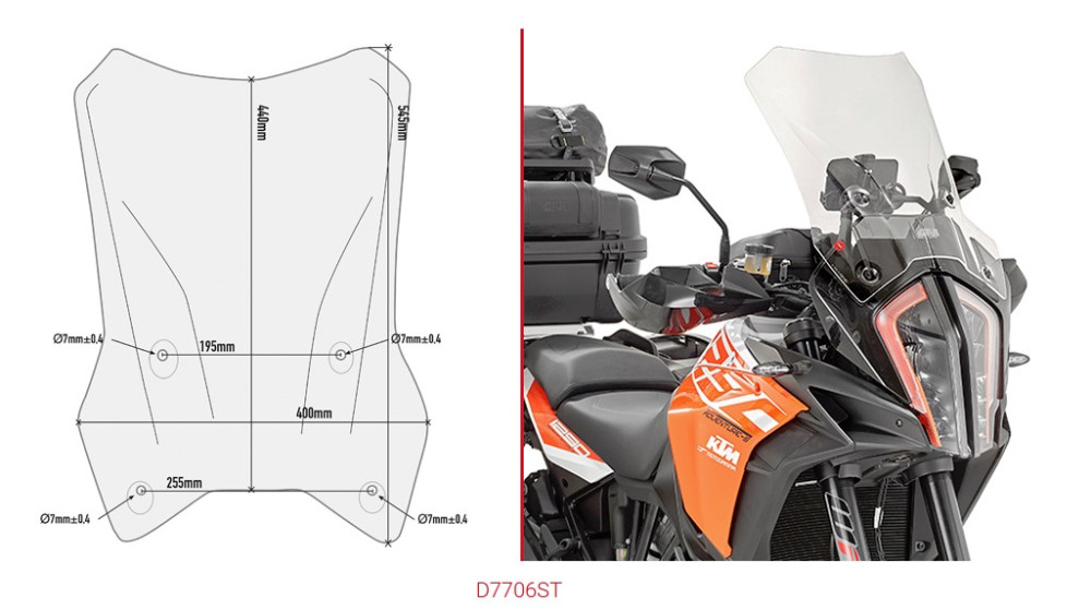 GIVI Стекло ветровое  KTM 1290 Super Adventure R/S (17-18) - Лобовые стекла GIVI  - лобовые стекла - Аксессуары - Интернет-магазин мотоэкипировки и мотозапчастей MотоГанза