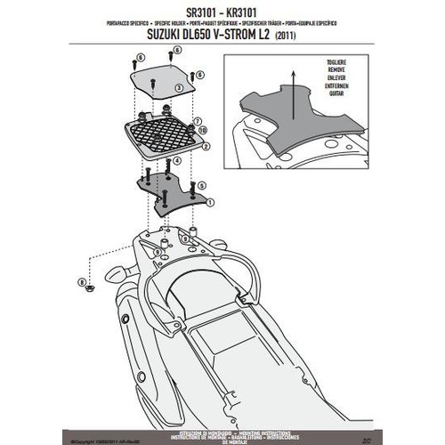 KAPPA KR3101 Крепеж кофра SUZUKI  DL650  - KAPPA Крепления кофров - кофры и сумки - Аксессуары - Интернет-магазин мотоэкипировки и мотозапчастей MотоГанза
