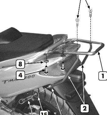 KAPPA KR45 Крепеж заднего кофра YAMAHA T-MAX 500 (01-07) - KAPPA Крепления кофров - кофры и сумки - Аксессуары - Интернет-магазин мотоэкипировки и мотозапчастей MотоГанза