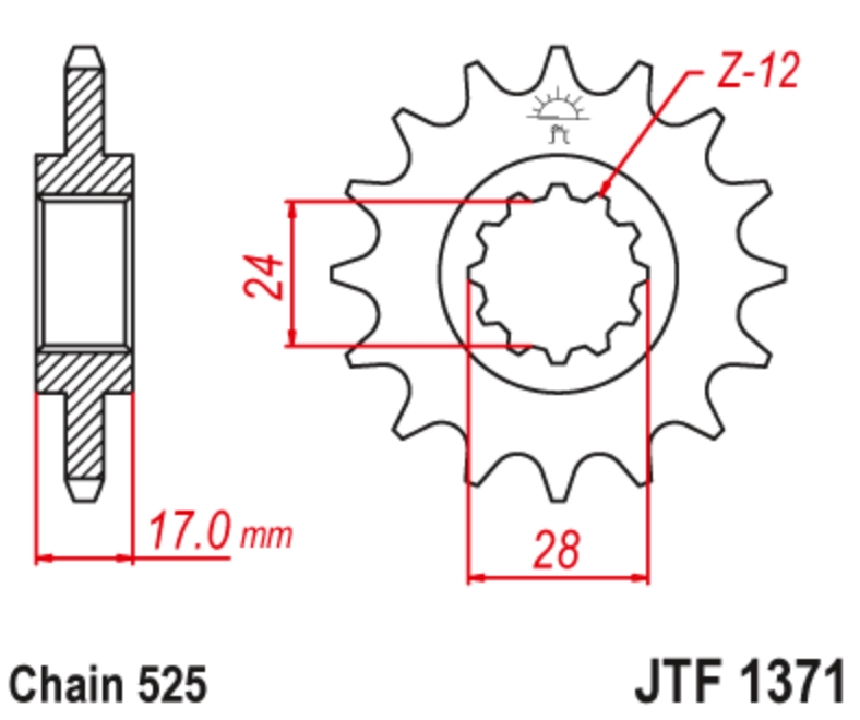 JT Звезда передняя JTF1371.15 - Звезды JT - цепи и звезды - Мотозапчасти - Интернет-магазин мотоэкипировки и мотозапчастей MотоГанза