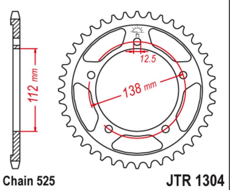 JT Звезда задняя JTR1304.45 - Звезды JT - цепи и звезды - Мотозапчасти - Интернет-магазин мотоэкипировки и мотозапчастей MотоГанза