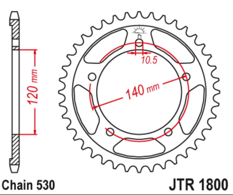 JT Звезда задняя JTR1800.40 - Звезды JT - цепи и звезды - Мотозапчасти - Интернет-магазин мотоэкипировки и мотозапчастей MотоГанза