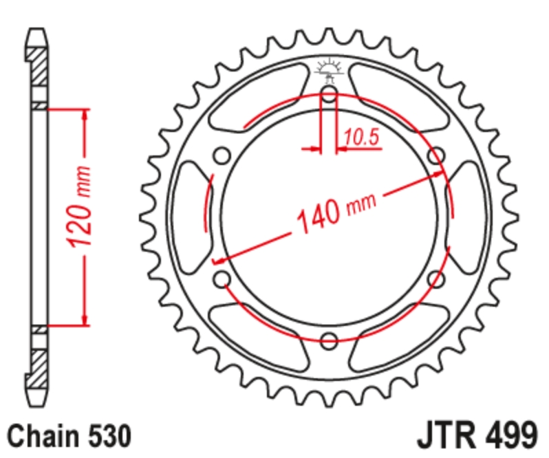 JT Звезда задняя JTR499.49 - Звезды JT - цепи и звезды - Мотозапчасти - Интернет-магазин мотоэкипировки и мотозапчастей MотоГанза