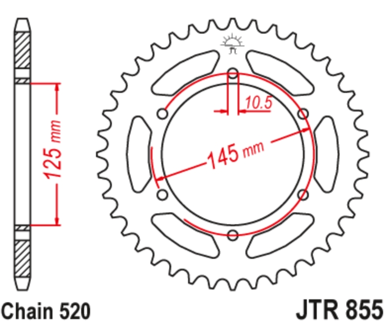 JT Звезда задняя JTR855.48 - Звезды JT - цепи и звезды - Мотозапчасти - Интернет-магазин мотоэкипировки и мотозапчастей MотоГанза