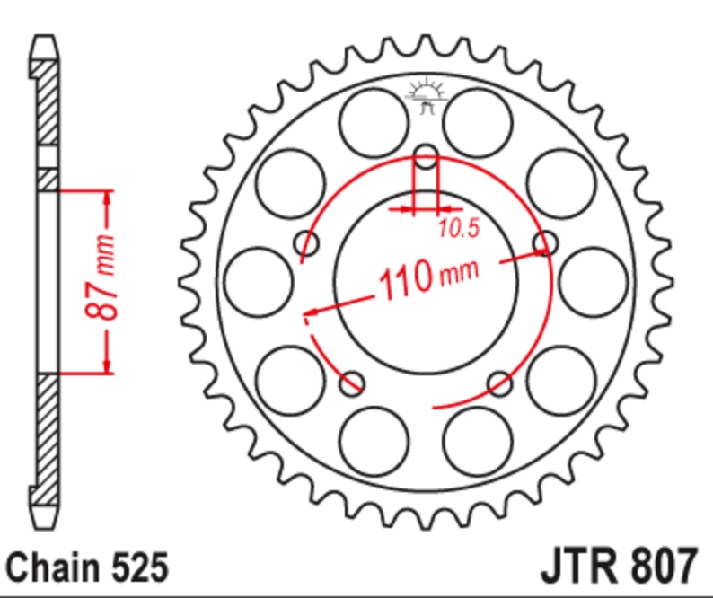 JT Звезда задняя JTR807.44 - Звезды JT - цепи и звезды - Мотозапчасти - Интернет-магазин мотоэкипировки и мотозапчастей MотоГанза