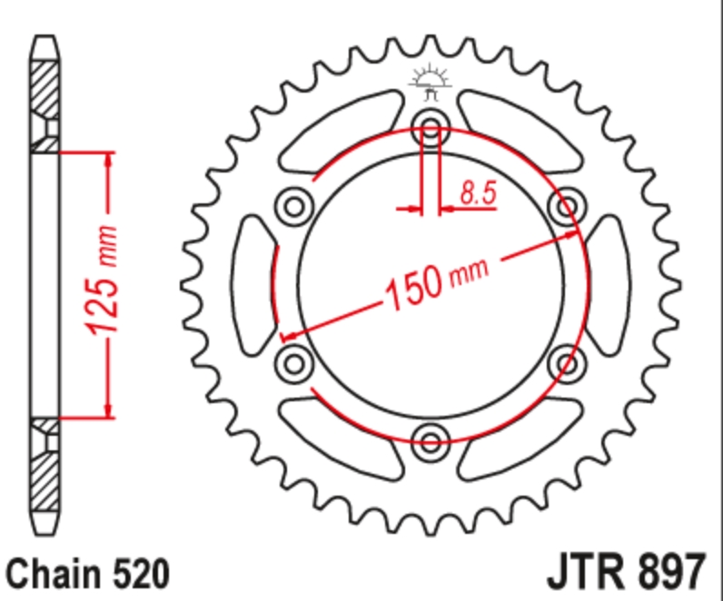 JT Звезда задняя JTR897.49 - Звезды JT - цепи и звезды - Мотозапчасти - Интернет-магазин мотоэкипировки и мотозапчастей MотоГанза